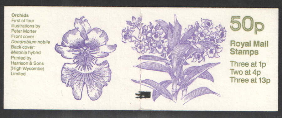 (image for) FB27 / DB9(27) + BMB Perf E1 Orchids No.1 50p Folded Booklet - Click Image to Close